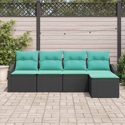 Set di divani con cuscino 5 pcs Nero polyrattan | homemem39