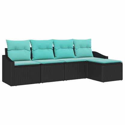 Set di divani con cuscino 5 pcs Nero polyrattan | homemem39