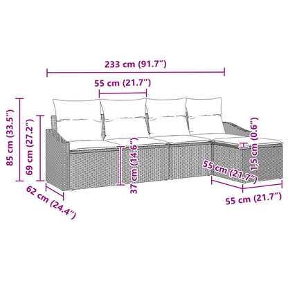 Set di divani con cuscino 5 pcs Nero polyrattan | homemem39