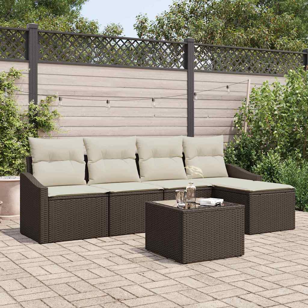 Set di divani con cuscino 6 pcs Marrone polyrattan | homemem39