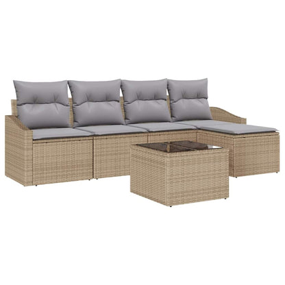 Set di divani con cuscino 6 pcs Beige polyrattan | homemem39
