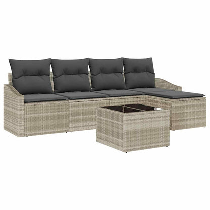 Set di divani con cuscino 6 pcs Grigio chiaro polyrattan | homemem39