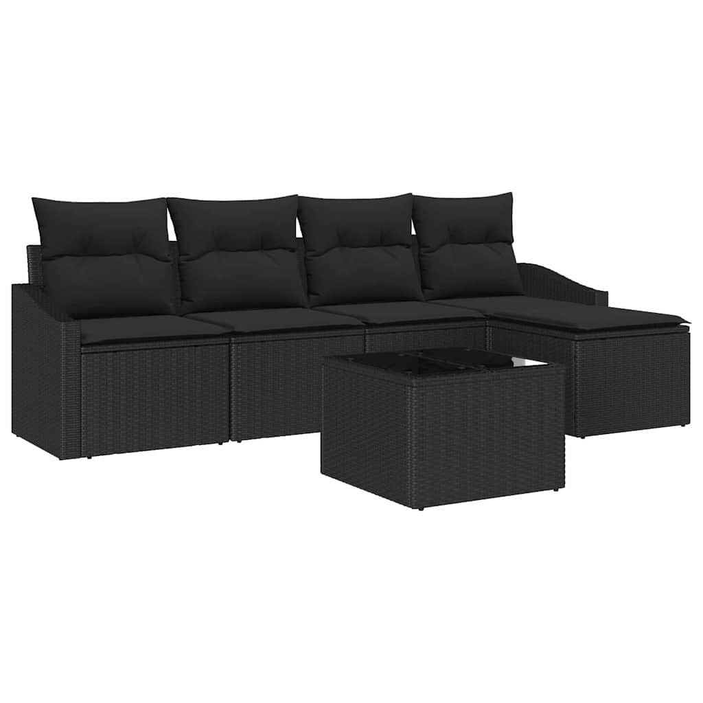 Set di divani 6 pz Nero polyrattan | homemem39