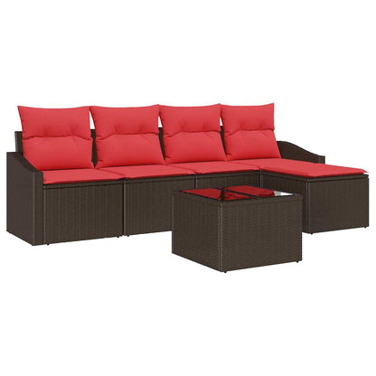 Set di divani 6 pz Marrone polyrattan | homemem39