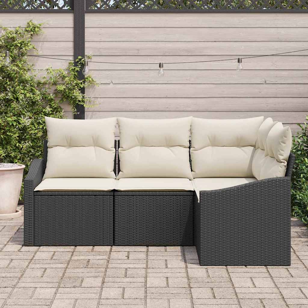 Set di divani 4 pz Nero polyrattan | homemem39