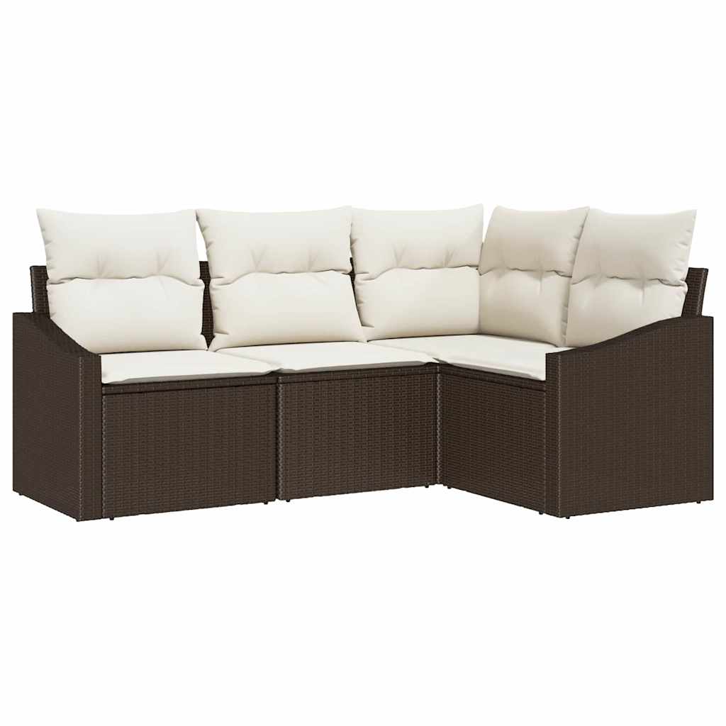 Set di divani con cuscino 4 pcs Marrone polyrattan | homemem39