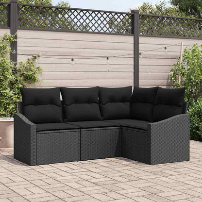 Set di divani 4 pz Nero polyrattan | homemem39