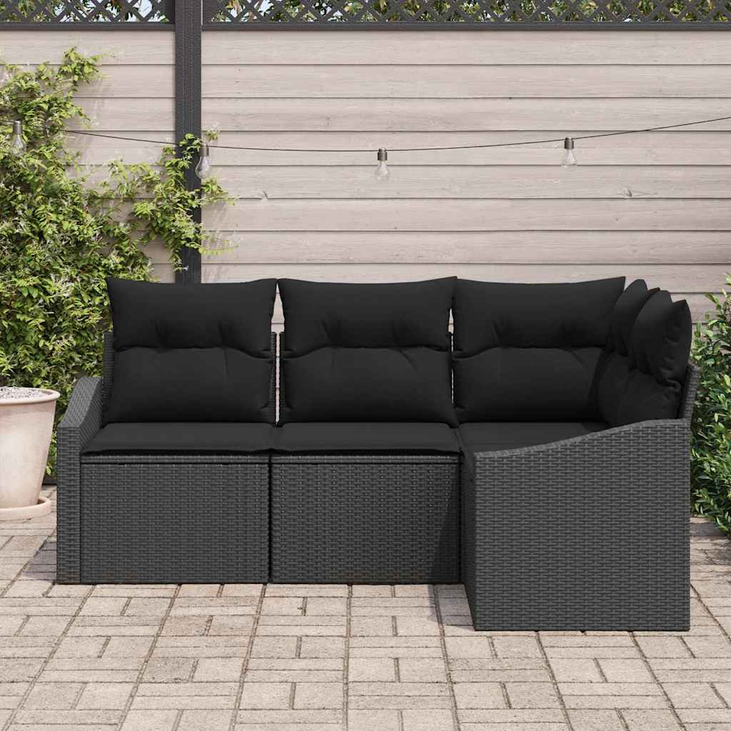 Set di divani 4 pz Nero polyrattan | homemem39