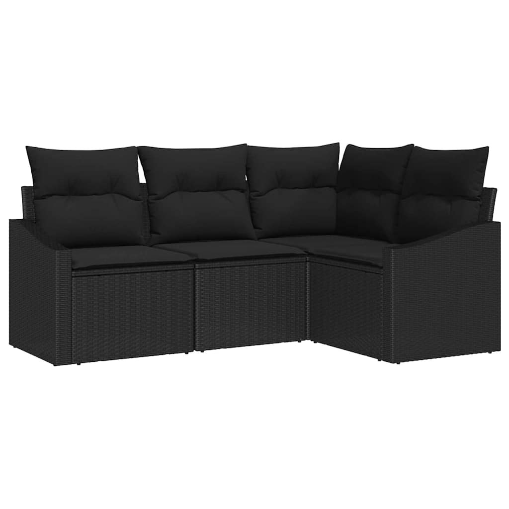 Set di divani 4 pz Nero polyrattan | homemem39