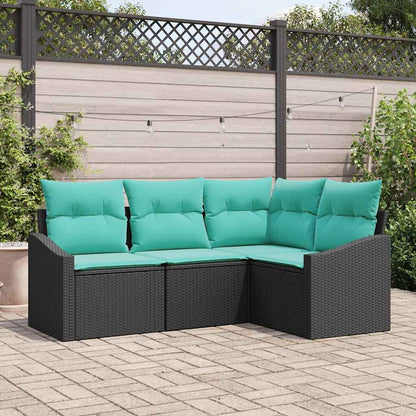 Set di divani con cuscino 4 pcs Nero polyrattan | homemem39