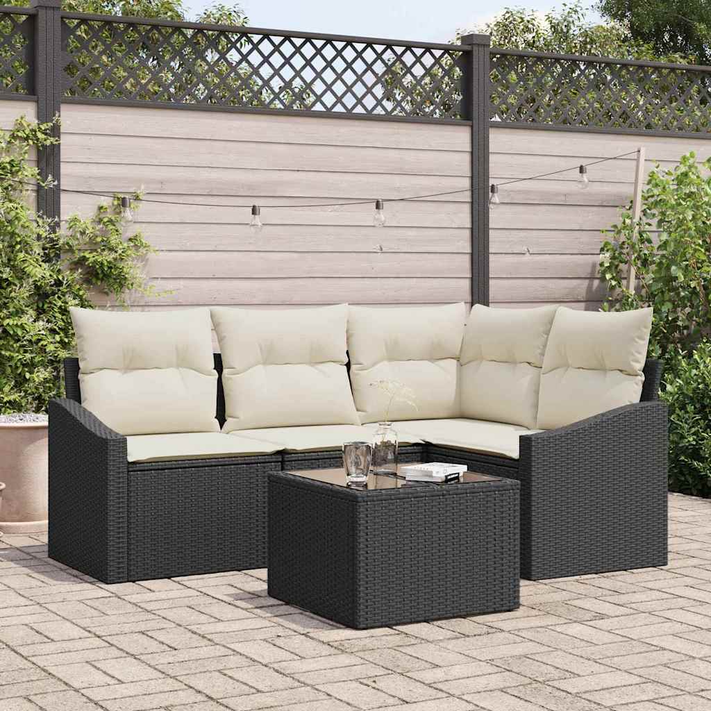 Set di divani 5 pz Nero polyrattan | homemem39