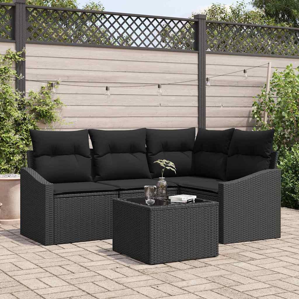 Set di divani 5 pz Nero polyrattan | homemem39