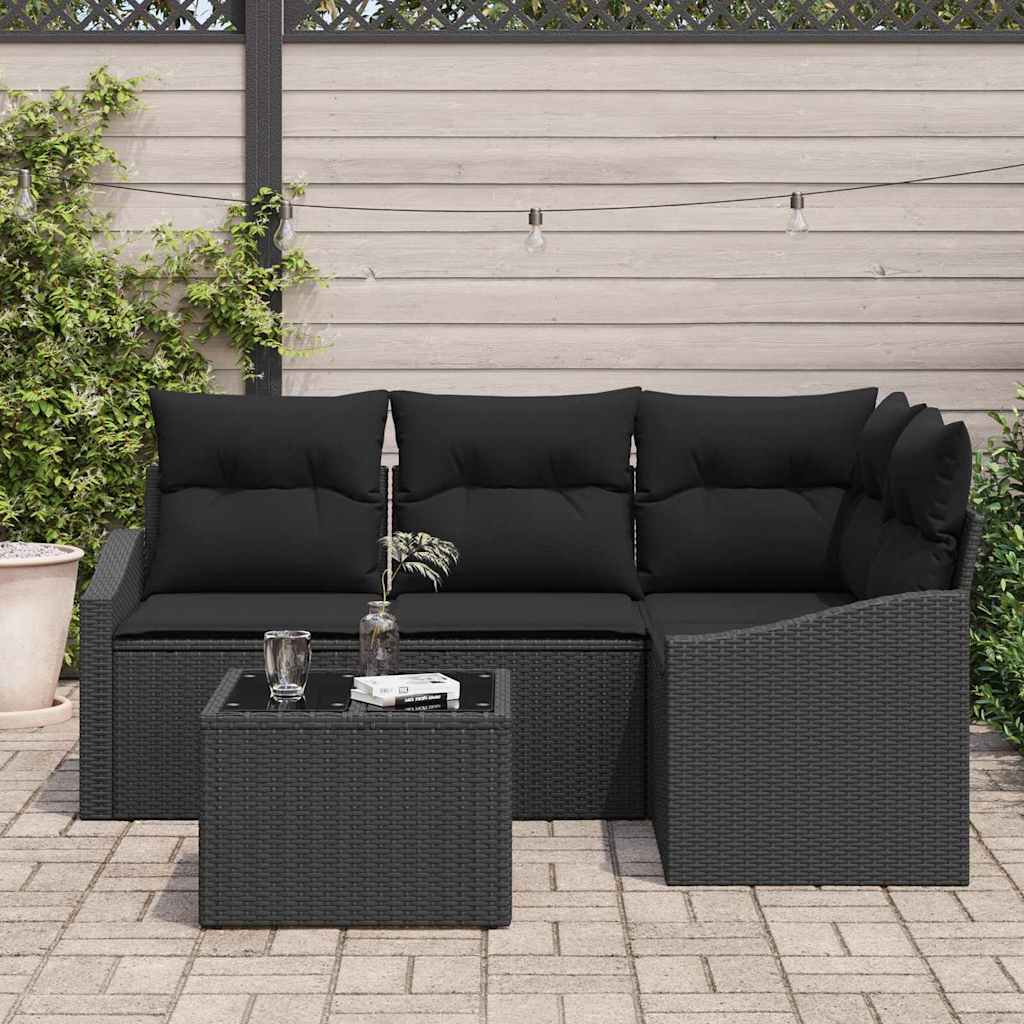Set di divani 5 pz Nero polyrattan | homemem39