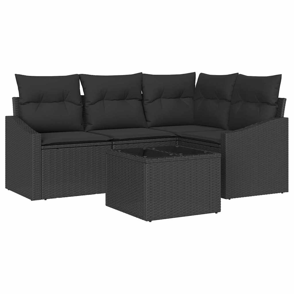 Set di divani 5 pz Nero polyrattan | homemem39