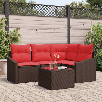 Set di divani 5 pz Marrone polyrattan | homemem39