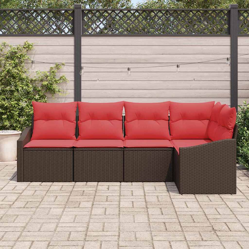 Set di divani 5 pz Marrone polyrattan | homemem39