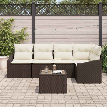 Set di divani con cuscino 6 pcs Marrone polyrattan | homemem39