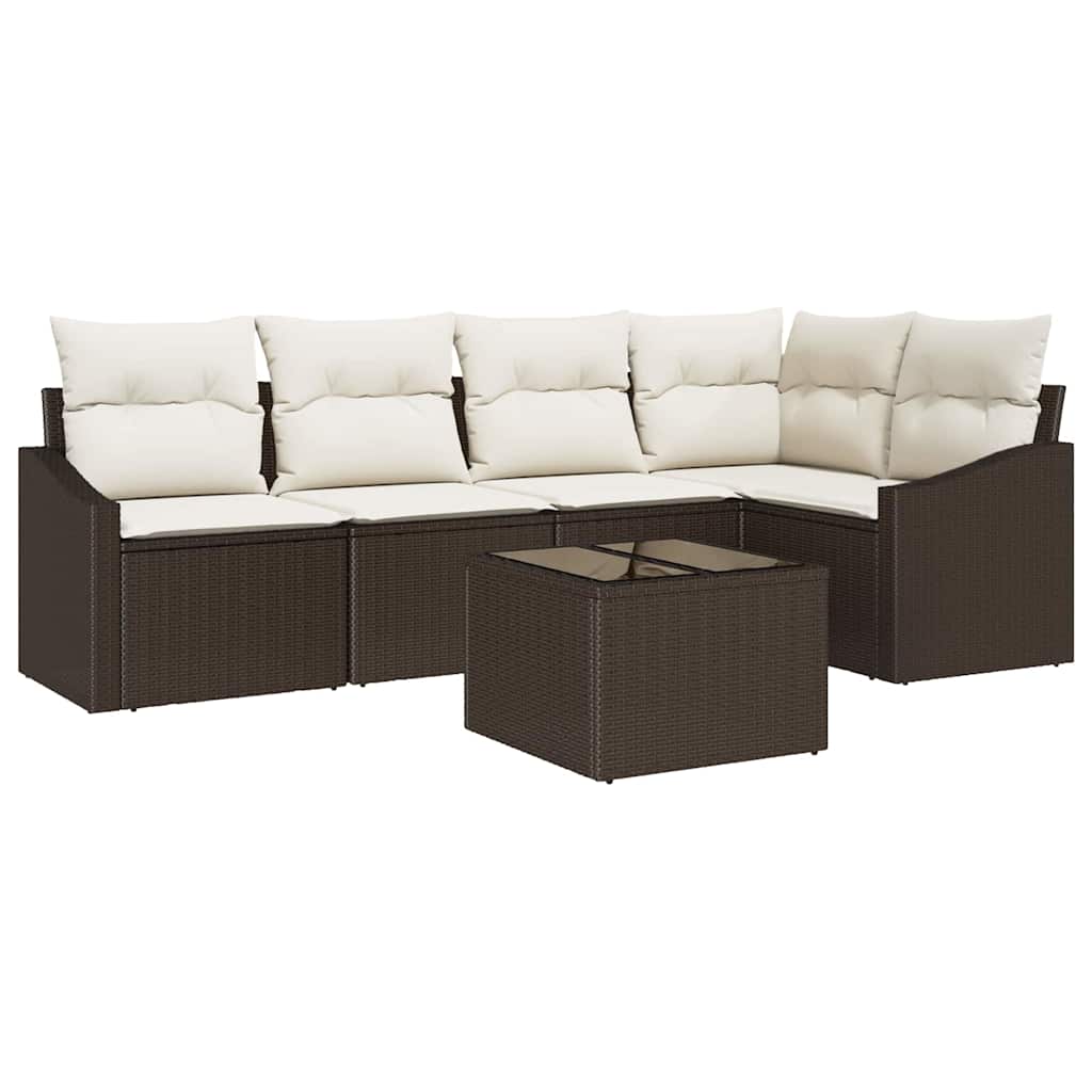 Set di divani con cuscino 6 pcs Marrone polyrattan | homemem39