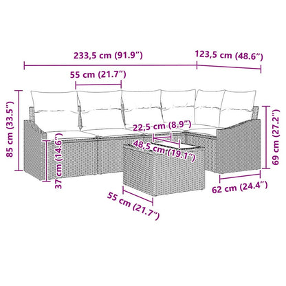 Set di divani con cuscino 6 pcs Marrone polyrattan | homemem39
