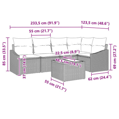 Set di divani con cuscino 6 pcs Nero polyrattan | homemem39