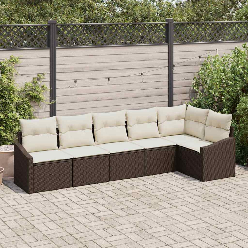 Set di divani con cuscino 6 pcs Marrone polyrattan | homemem39