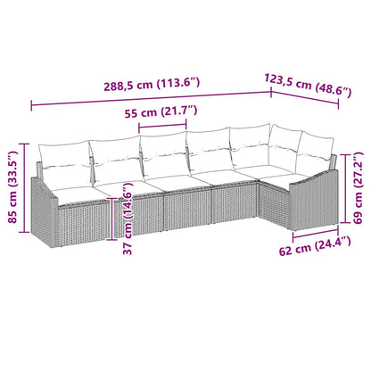 Set di divani con cuscino 6 pcs Grigio polyrattan | homemem39