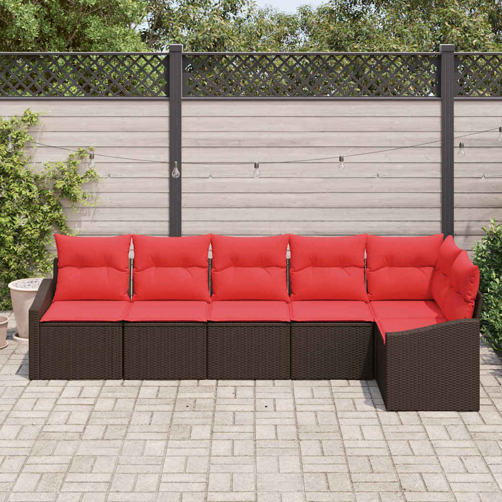 Set di divani 6 pz Marrone polyrattan | homemem39