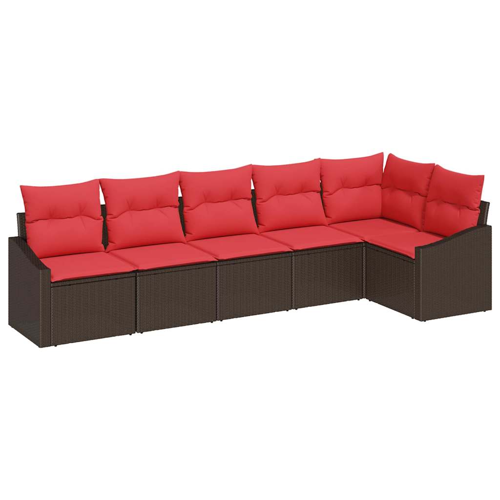 Set di divani 6 pz Marrone polyrattan | homemem39
