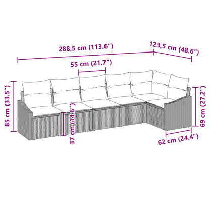 Set di divani con cuscino 6 pcs Nero polyrattan | homemem39