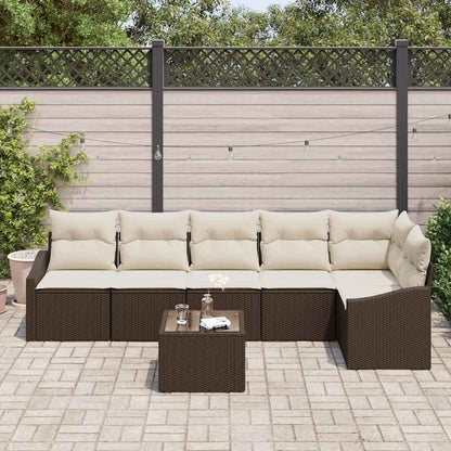 Set di divani con cuscino 7 pcs Marrone polyrattan | homemem39