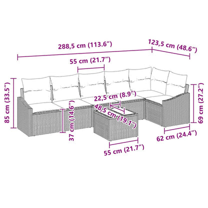 Set di divani con cuscino 7 pcs Beige polyrattan | homemem39