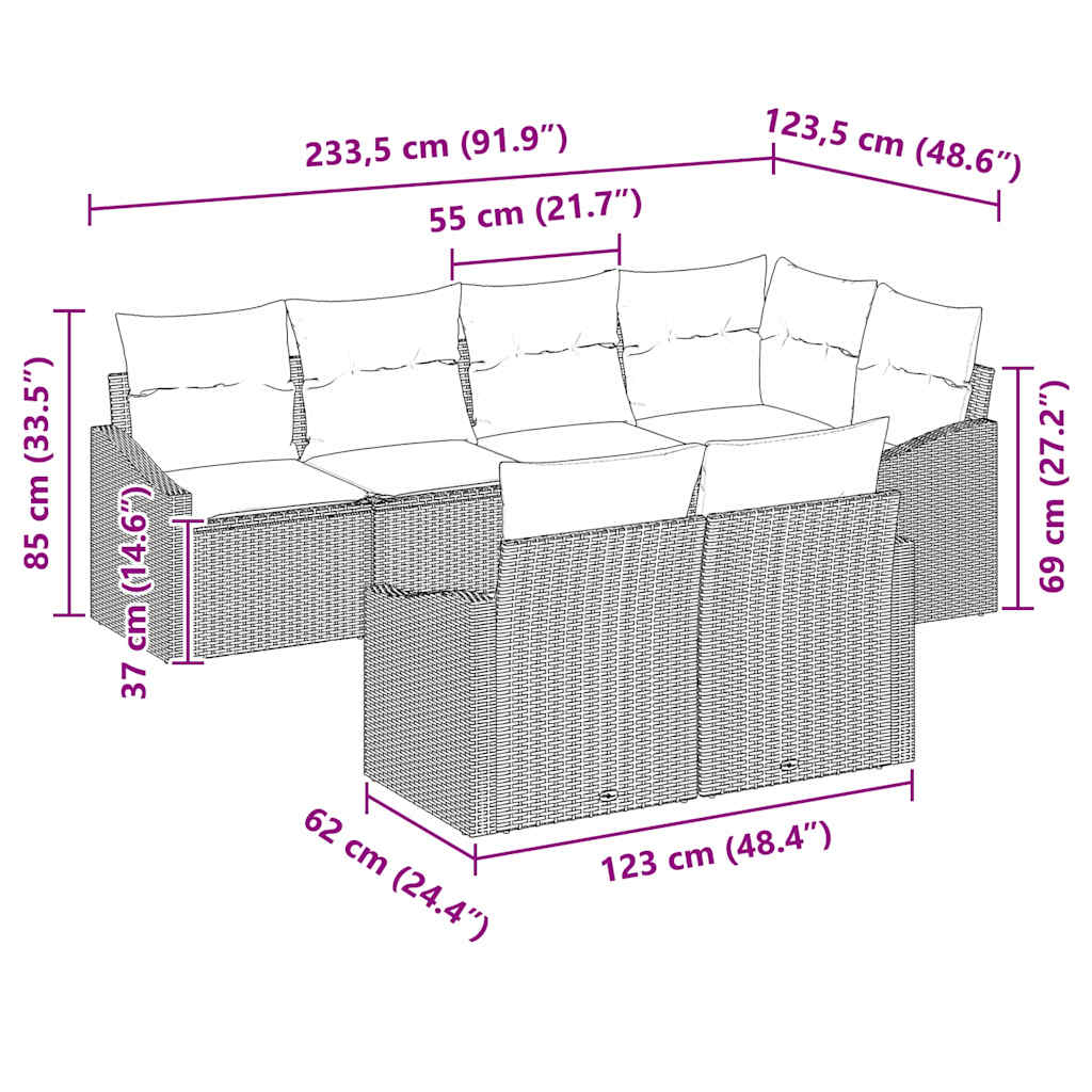 Set di divani 7 pz Nero polyrattan | homemem39