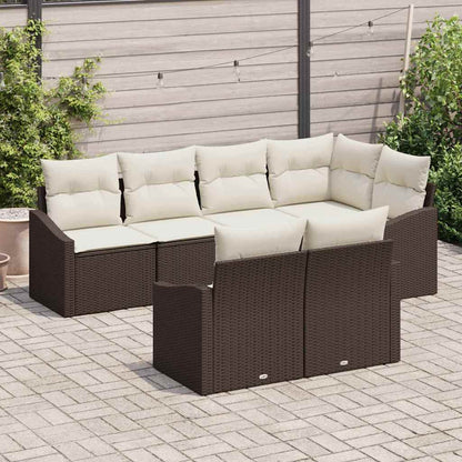 Set di divani con cuscino 7 pcs Marrone polyrattan | homemem39