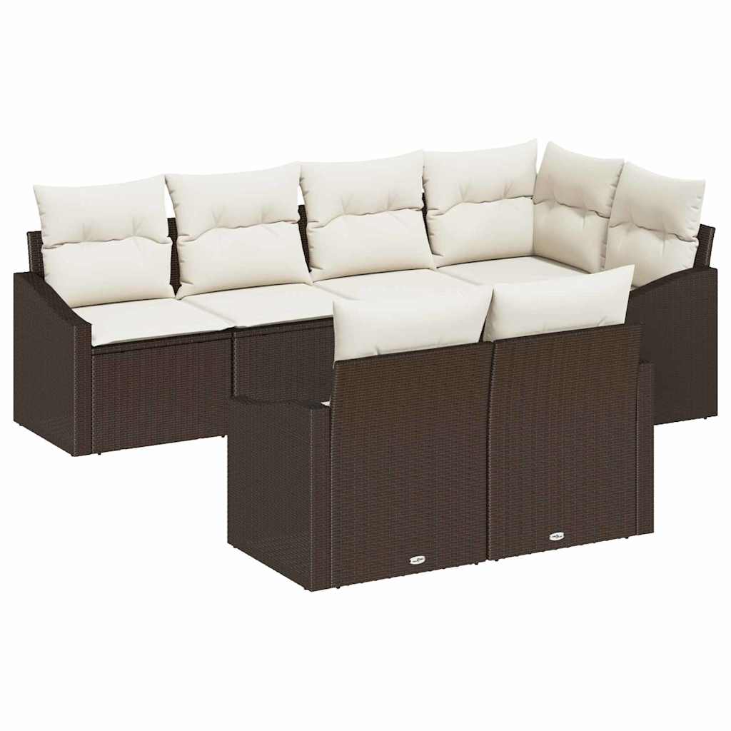 Set di divani con cuscino 7 pcs Marrone polyrattan | homemem39