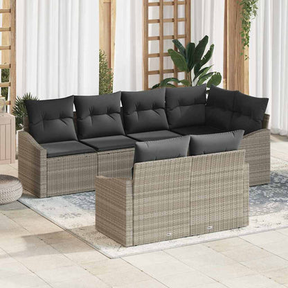 Set di divani con cuscino 7 pcs Grigio chiaro polyrattan | homemem39