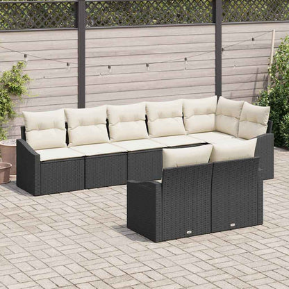 Set di divani con cuscino 8 pcs Nero polyrattan | homemem39