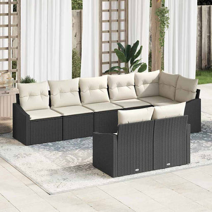 Set di divani con cuscino 8 pcs Nero polyrattan | homemem39