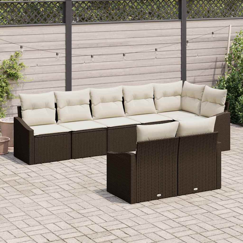 Set di divani con cuscino 8 pcs Marrone polyrattan | homemem39