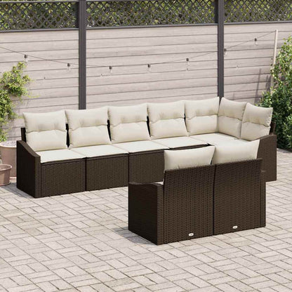 Set di divani con cuscino 8 pcs Marrone polyrattan | homemem39