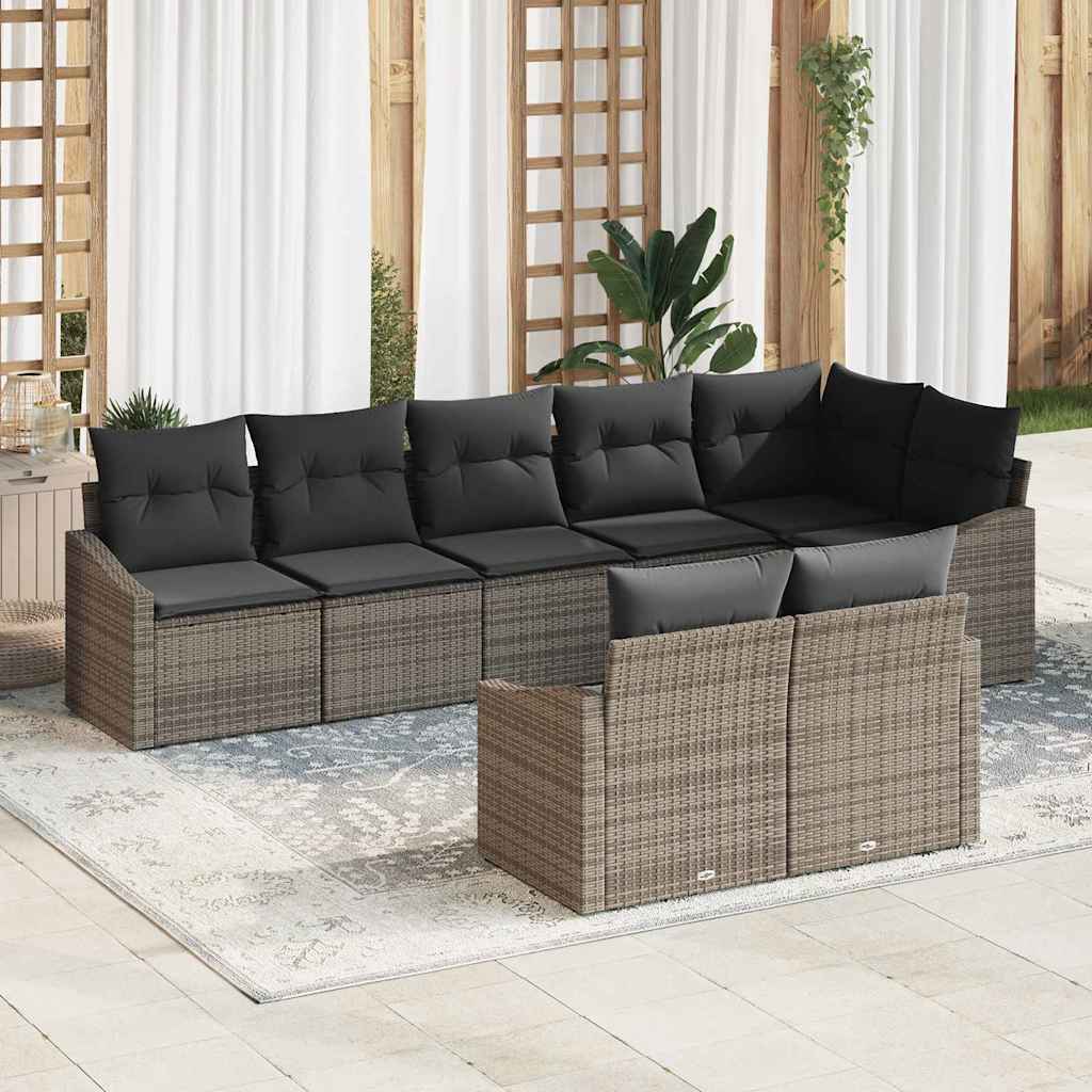 Set di divani con cuscino 8 pcs Grigio polyrattan | homemem39