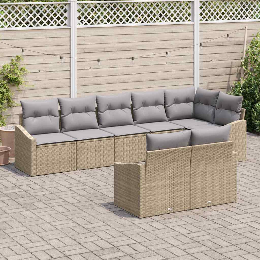 Set di divani con cuscino 8 pcs Beige polyrattan | homemem39