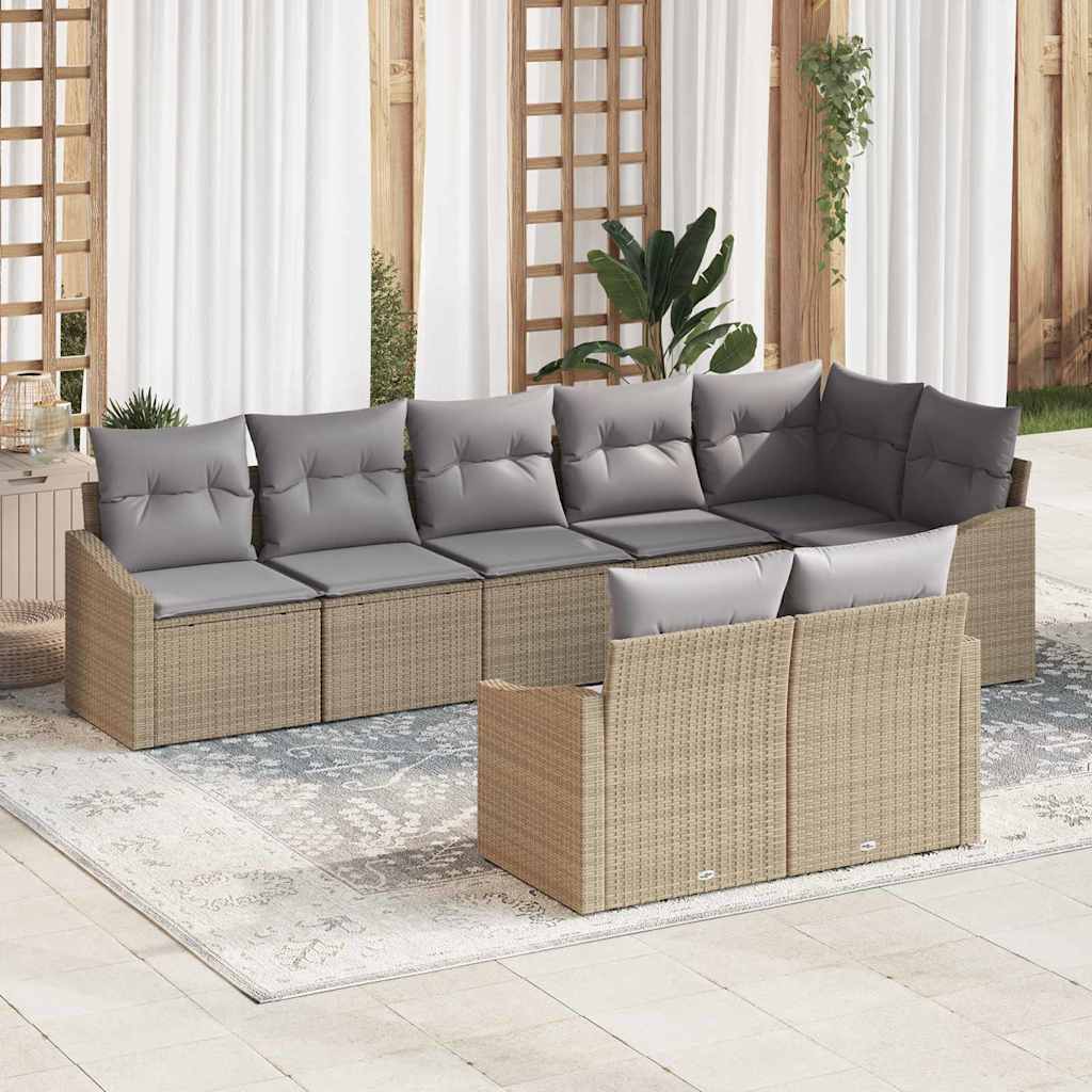 Set di divani con cuscino 8 pcs Beige polyrattan | homemem39