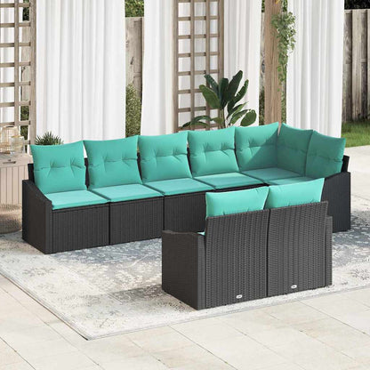 Set di divani con cuscino 8 pcs Nero polyrattan | homemem39