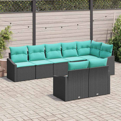 Set di divani con cuscino 8 pcs Nero polyrattan | homemem39