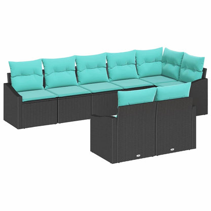 Set di divani con cuscino 8 pcs Nero polyrattan | homemem39