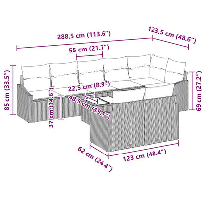 Set di divani con cuscino 9 pcs Nero polyrattan | homemem39