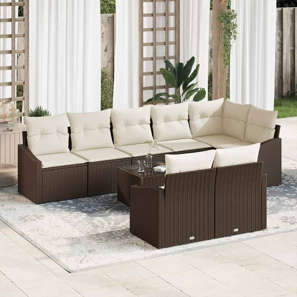 Set di divani con cuscino 9 pcs Marrone polyrattan | homemem39
