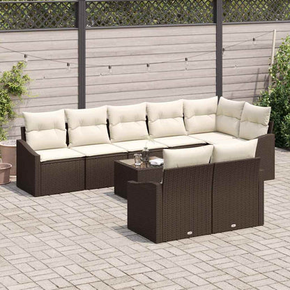 Set di divani con cuscino 9 pcs Marrone polyrattan | homemem39