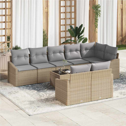 Set di divani con cuscino 9 pcs Beige polyrattan | homemem39