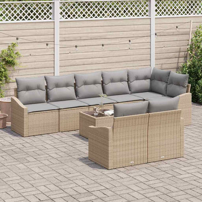 Set di divani con cuscino 9 pcs Beige polyrattan | homemem39
